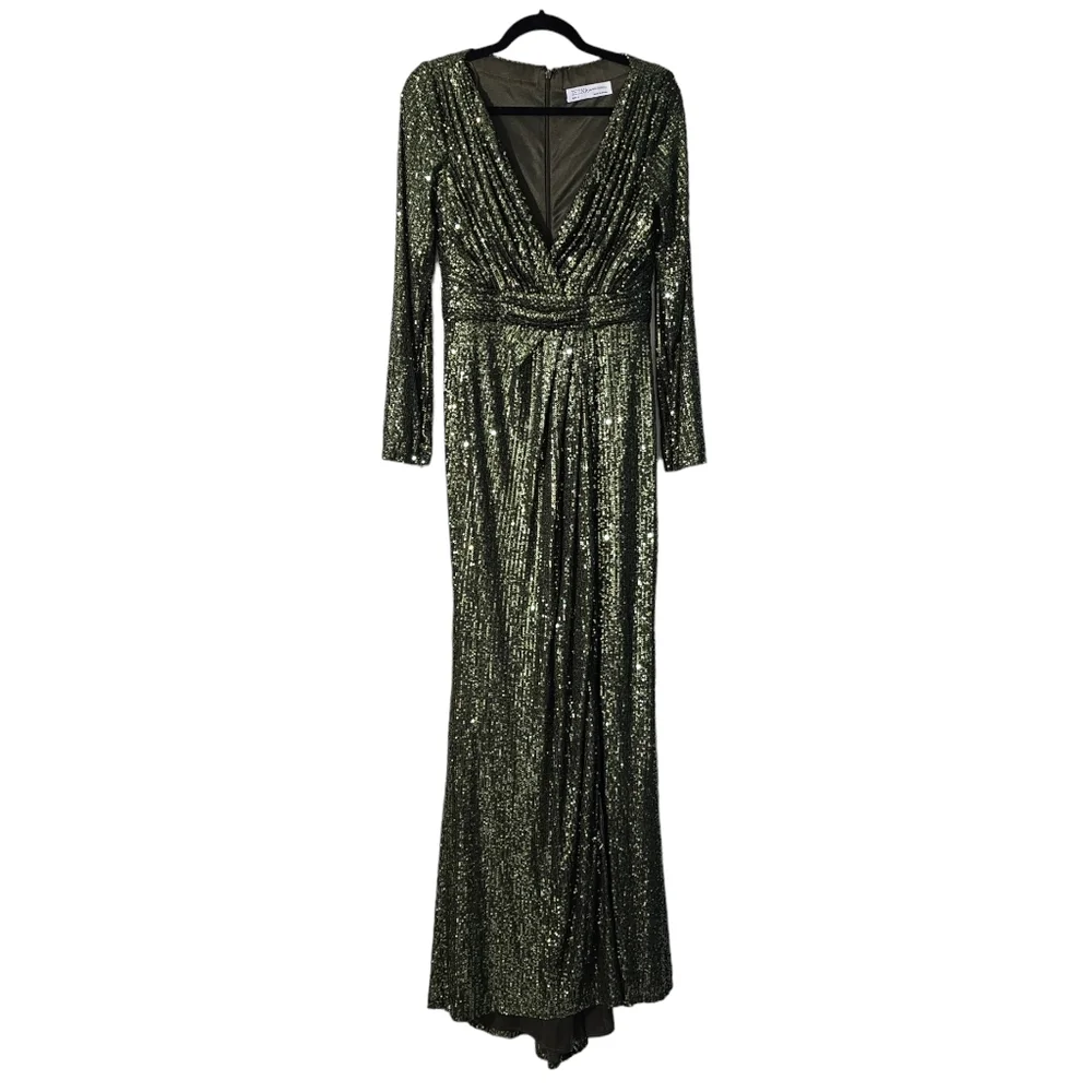 MAC DUGGAL size 6 SEQUINED LONG SLEEVE GOWN Dress - Picture 6 of 6